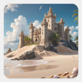 Kasteel van het strand van mogelijkheden vierkante sticker
