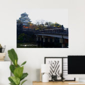 Kasteel van Osaka van Bridge Japan Reisbestemming Poster (Thuiskantoor)