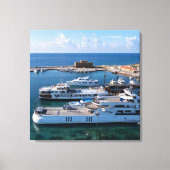 Kasteel van Paphos en boten Canvas Afdruk (Voorkant)