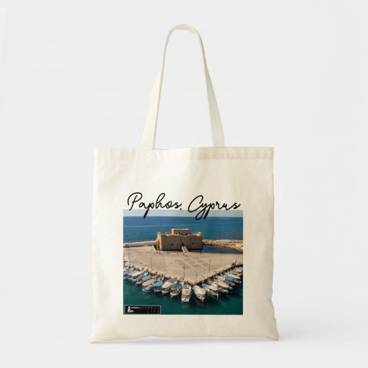 Kasteel van Paphos en handtekening Tote Bag (Voorkant)