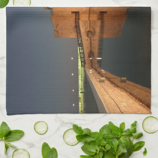 Kasteel van Paphos en reflecties bij zonsondergang Theedoek (Gevouwen)