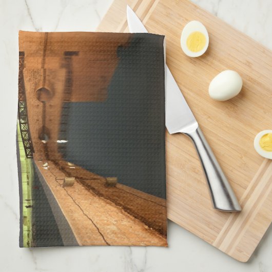 Kasteel van Paphos en reflecties bij zonsondergang Theedoek (Quarter Fold)