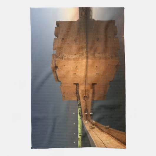 Kasteel van Paphos en reflecties bij zonsondergang Theedoek (Verticaal)