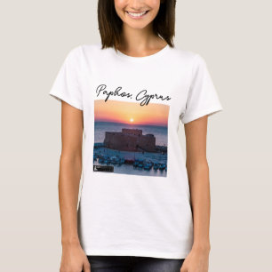 Kasteel van Paphos Zonsondergang en handtekening T-shirt