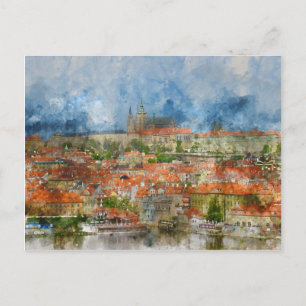 Kasteel van Praag met de beroemde Karelsbrug in he Briefkaart