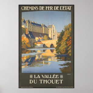 Kasteel van Thouars Thouet-vallei Frankrijk Vintag Poster
