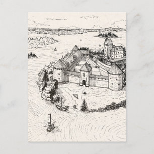 Kasteel van Trakai, Litouwen Gotische architectuur Briefkaart