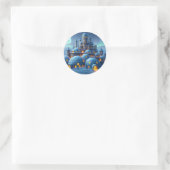Kasteel van Winter Hearth Ronde Sticker (Tas)