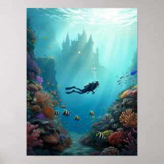 Kasteel verborgen in het rif poster
