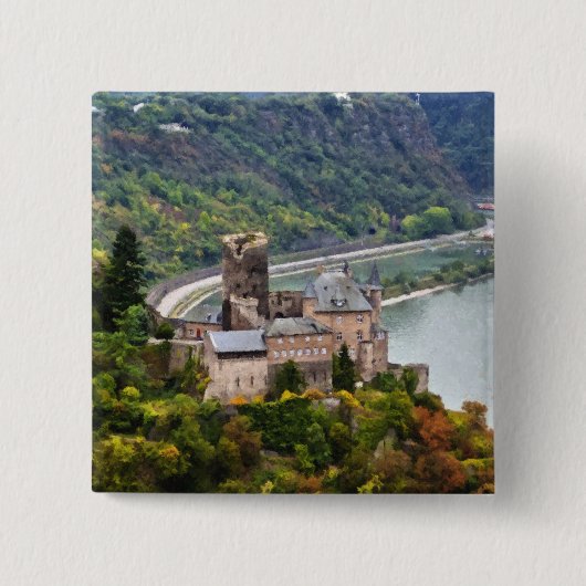 Kasteel Vierkante Button 5,1 Cm (Voorkant)