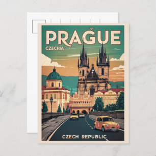 Kasteel Vintage Reizen Praag Tsjechië Geschenken Briefkaart