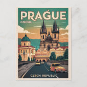 Kasteel Vintage Reizen Praag Tsjechië Geschenken Briefkaart (Voorkant)