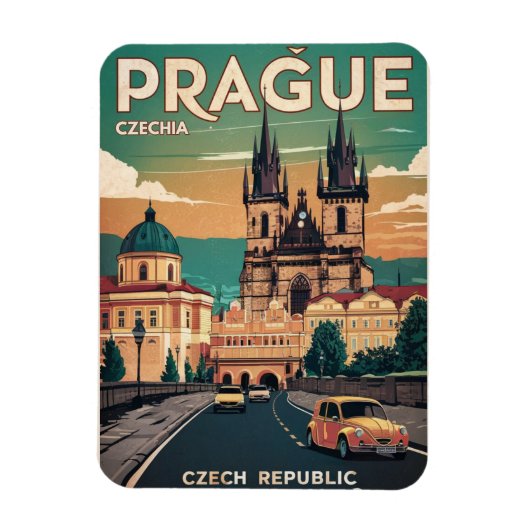 Kasteel Vintage Reizen Praag Tsjechië Geschenken Magneet (Verticaal)