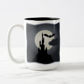 Kasteel, Vleermuis en Volle Maan Halloween Mok (Links)