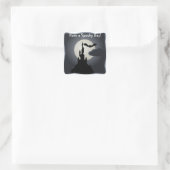 Kasteel, Vleermuis en Volle Maan Halloween Sticker (Tas)