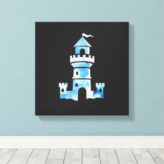 Kasteel Waterverf Art Canvas Print (Insitu (Houten vloer))