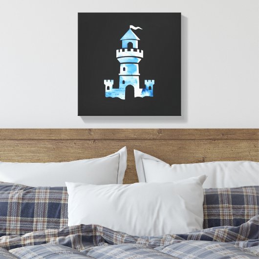 Kasteel Waterverf Art Canvas Print (Insitu (Slaapkamer))