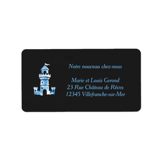 Kasteel Waterverf Kunst Gepersonaliseerde Adreseti Etiket (Voorkant)