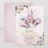 Kasteel wolken bloemen polka stippen verjaardag kaart (Voorkant / Achterkant)