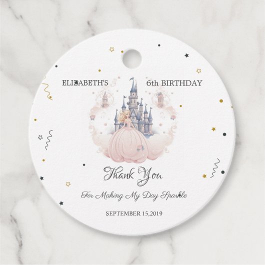 Kasteel Wolken Prinses Sprookje Bedankjes Labels (Voorkant)