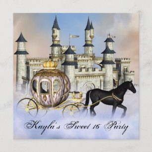 Kasteel Wolken Prinses Sprookje Sweet 16 Feest Kaart