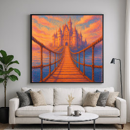 Kasteelbrug - Fantasie Kunst in Pastel Schildersti Poster