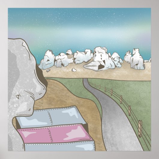 Kasteelheuvel boulderen Nieuw-Zeeland Poster (Voorkant)