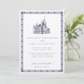  Kasteelillustratie Grens Zilveren Huwelijk Kaart (Staand voorkant)