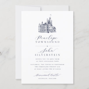  Kasteelillustratie Naam Script Trouwen Kaart
