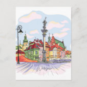 Kasteelplein in Warschau Polen Illustratie Reizen Briefkaart (Voorkant)