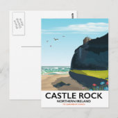 kasteelrots Noord-Ierland reisposter. Briefkaart (Voorkant / Achterkant)
