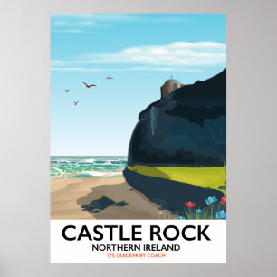 Kasteelrots Noord-Ierland reisposter. Poster