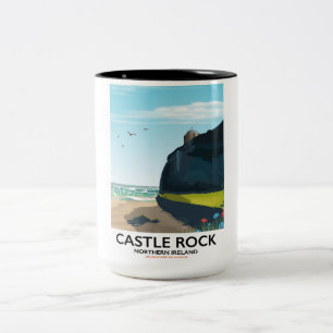 Kasteelrots Noord-Ierland reisposter. Tweekleurige Koffiemok