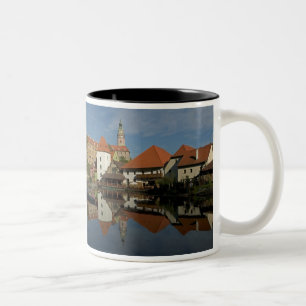 Kasteeltoren, Vltava rivier, Cesky Krumlov, Tweekleurige Koffiemok