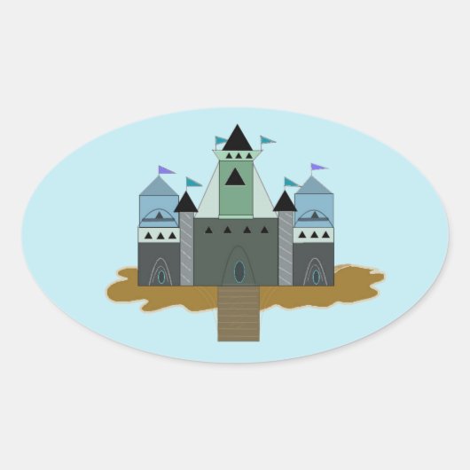 Kasteelvesting Ovale Sticker (Voorkant)