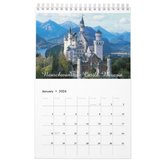 kastelen van het wereldjaarrooster 2018 kalender (Jan 2026)