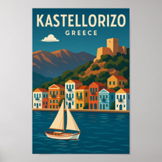Kastellorizo Griekenland Levendig Rustiek Poster