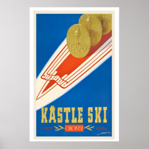 Kastle Ski Oostenrijk Oslo 1952 Vintage Skiposter Poster