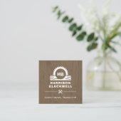 Kastmaker Donker Hout Professioneel Monogram Vierkante Visitekaartje (Staand voorkant)