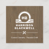 Kastmaker Donker Hout Professioneel Monogram Vierkante Visitekaartje (Voorkant)