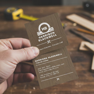 Kastmaker Donker Hout Professioneel Monogram  Vierkante Visitekaartje