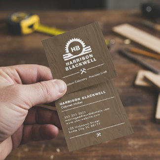 Kastmaker Donker Hout Professioneel Monogram Vierkante Visitekaartje