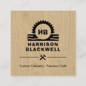 Kastmaker Rustic Hout Professionele Monogram Vierkante Visitekaartje (Voorkant)