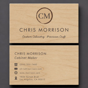 Kastmaker Rustiek Hout Monogram Professionele Visitekaartje