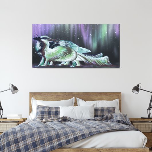 Kastraal True Aurora Dragon Pair Canvas Afdruk (Insitu (Slaapkamer))