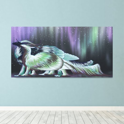 Kastraal True Aurora Dragon Pair Canvas Afdruk (Insitu (Houten vloer))