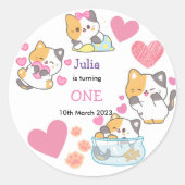 kat 1 kindmeisje ronde sticker (Voorkant)