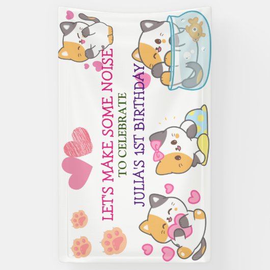 kat 1 kindmeisje verjaardag Banner (Verticaal)