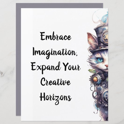 Kat 1 Kitten en hoge hoed waterverf (Voorkant / Achterkant)