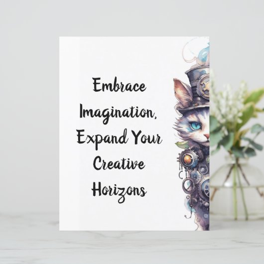 Kat 1 Kitten en hoge hoed waterverf (Staand voorkant)